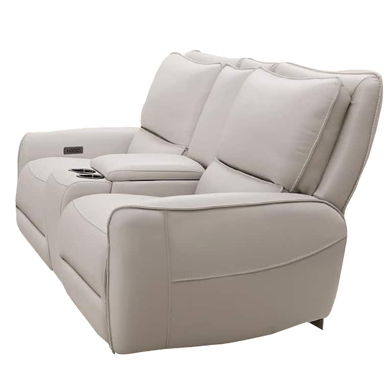 Pono Power Recliner Loveseat, Beige Top Grain Leather Zero Gravity