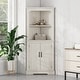 preview thumbnail 1 of 26, GDFStudio - Tall Corner Cabinet with Doors and Open Shelves, Space-Saving Storage Cabinet Beige