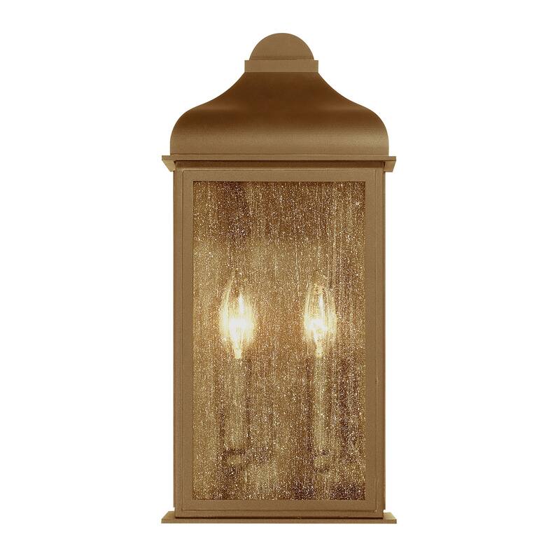 Artcraft Madrid Outdoor Wall Sconce - Clear Glass Shade - Weathered Brass - 16" H