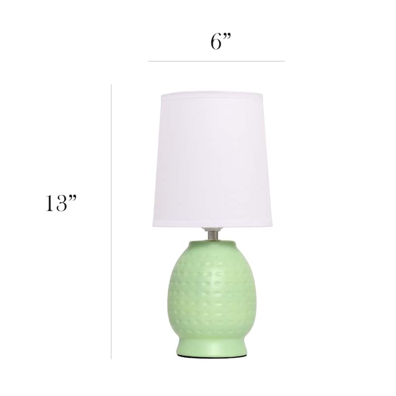 Ceramic Table Lamp with Fabric Shade for Small Spaces - 6 x 6 x 13 in. (L x W x H)