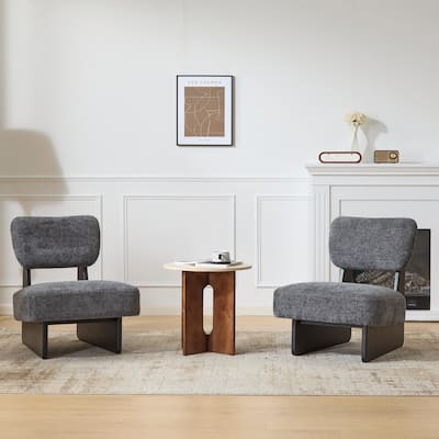 Minimalist Accent Chairs Set - Wood Frame