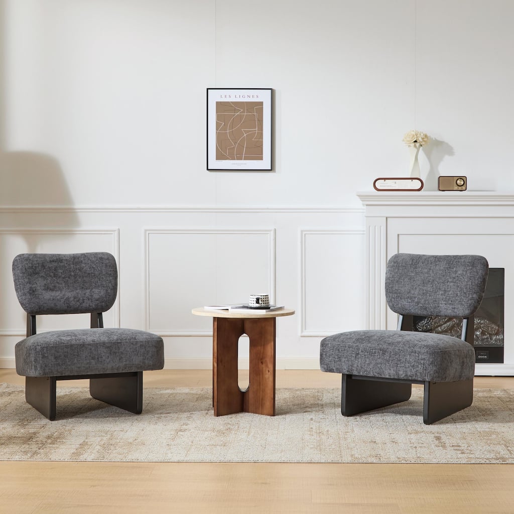 Minimalist Accent Chairs Set - Wood Frame