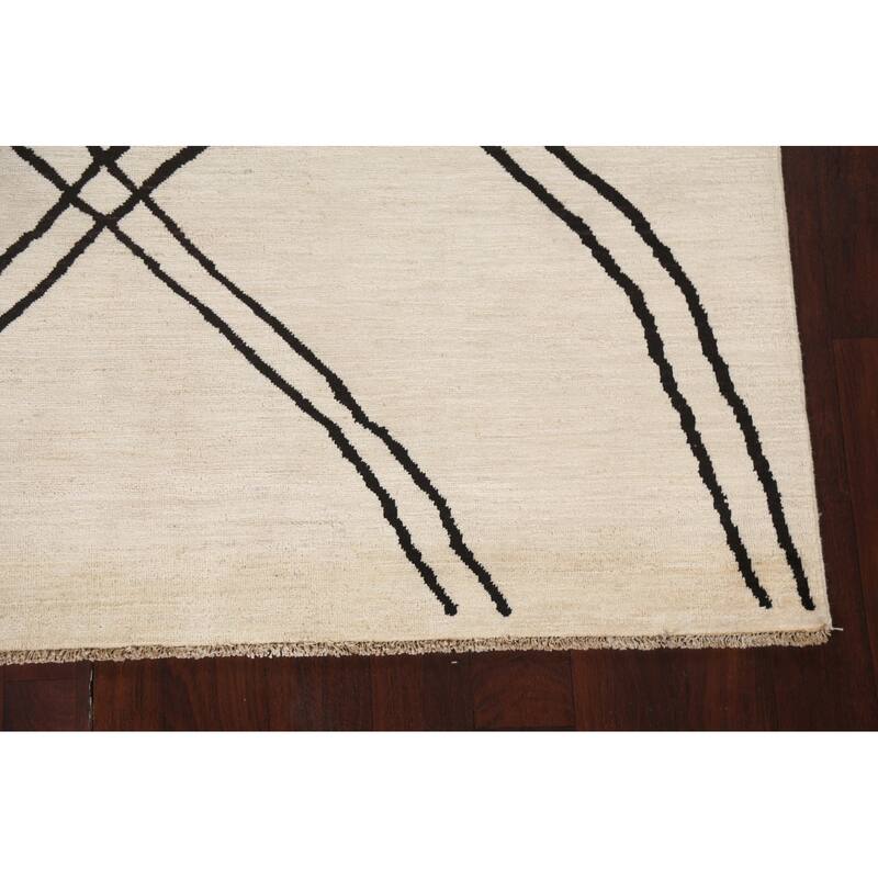 Vegetable Dye Moroccan Contemporary Area Rug Hand-knotted Wool Carpet - 6'5" x 9'9"