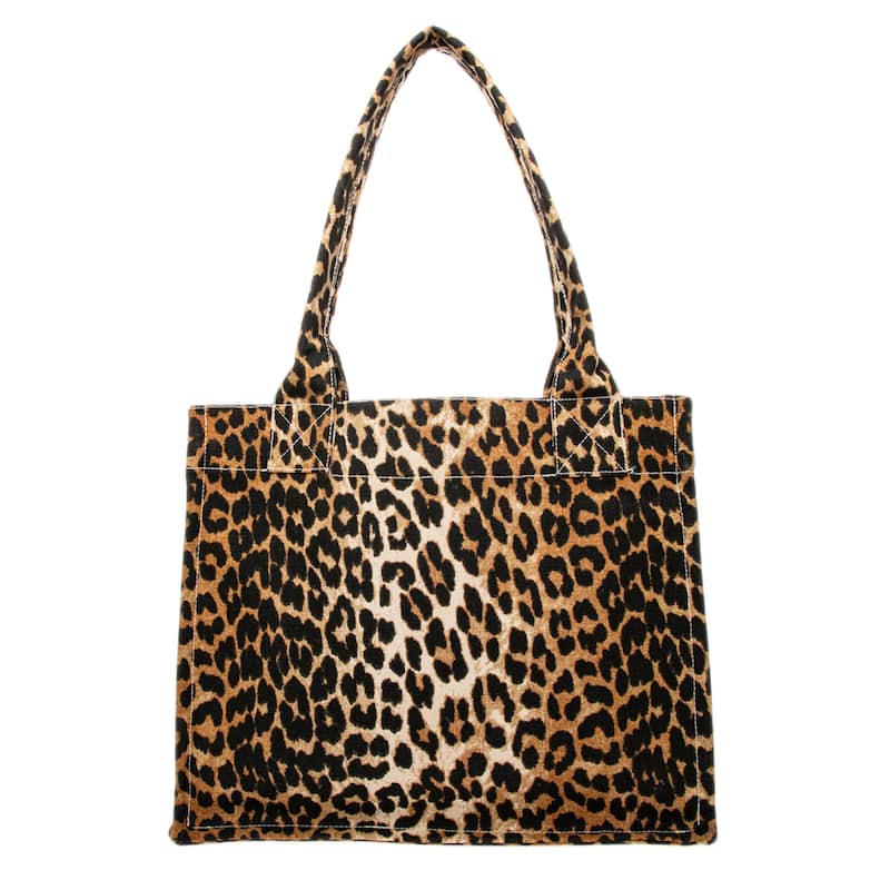 Ganni Large Shopper Tote in Leopard Print