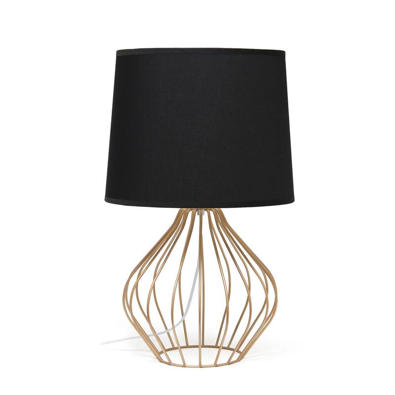 19.75 in. Copper Finish Table Lamp with Black Shade, Sturdy Table Lamp for Living Rooms and Bedrooms