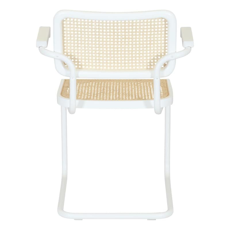 Breuer Chair Company Marcel Breuer Cesca Cane Cantilever Armchair Arm Chair w/ White Steel Frame (Various Wood & Cane Colors)