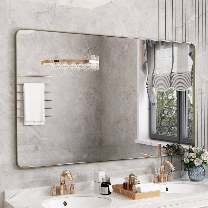 QuivaraView Rectangular Aluminum Framed Bathroom Vanity Mirror - 60" x 36" - Bronze