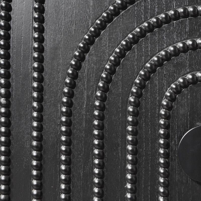 Modern Black Wood Storage Cabinet, 31in Accent Cabinet with Embossed Door for Living Room, Bedroom, or Entryway