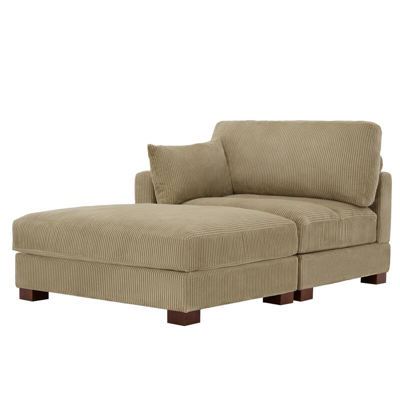 Modern 43'' Corduroy Comfy Sectional Chaise Lounge with Pillow