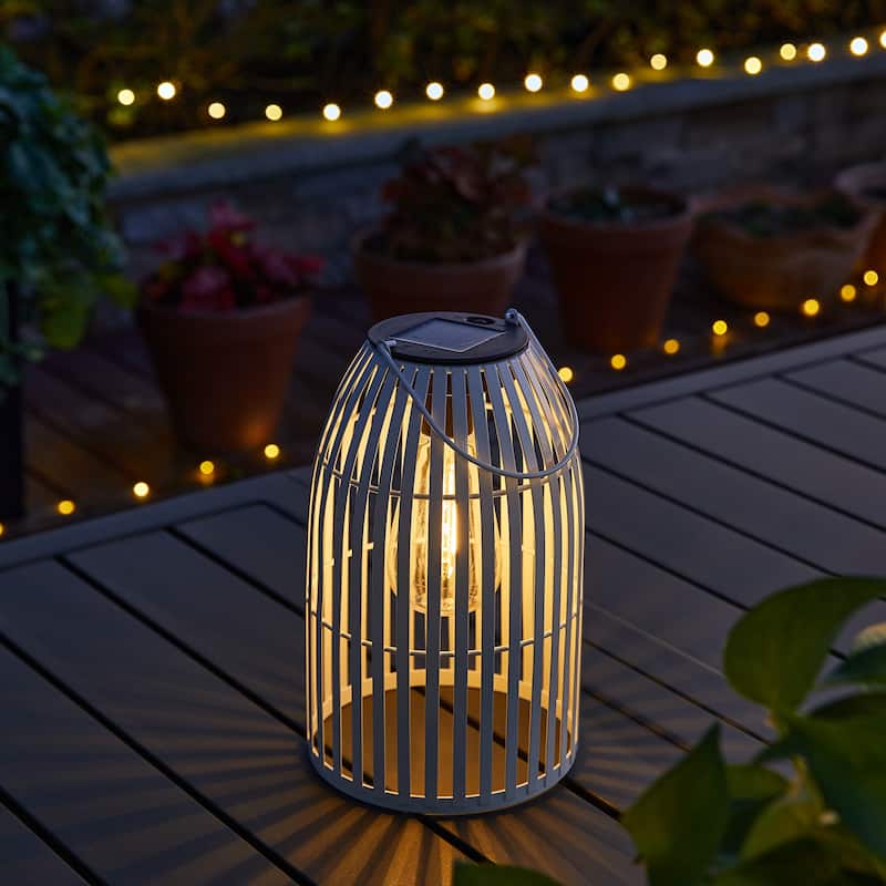 Glitzhome 9.75"H Metal Woven Solar Powered Outdoor Hanging Lantern