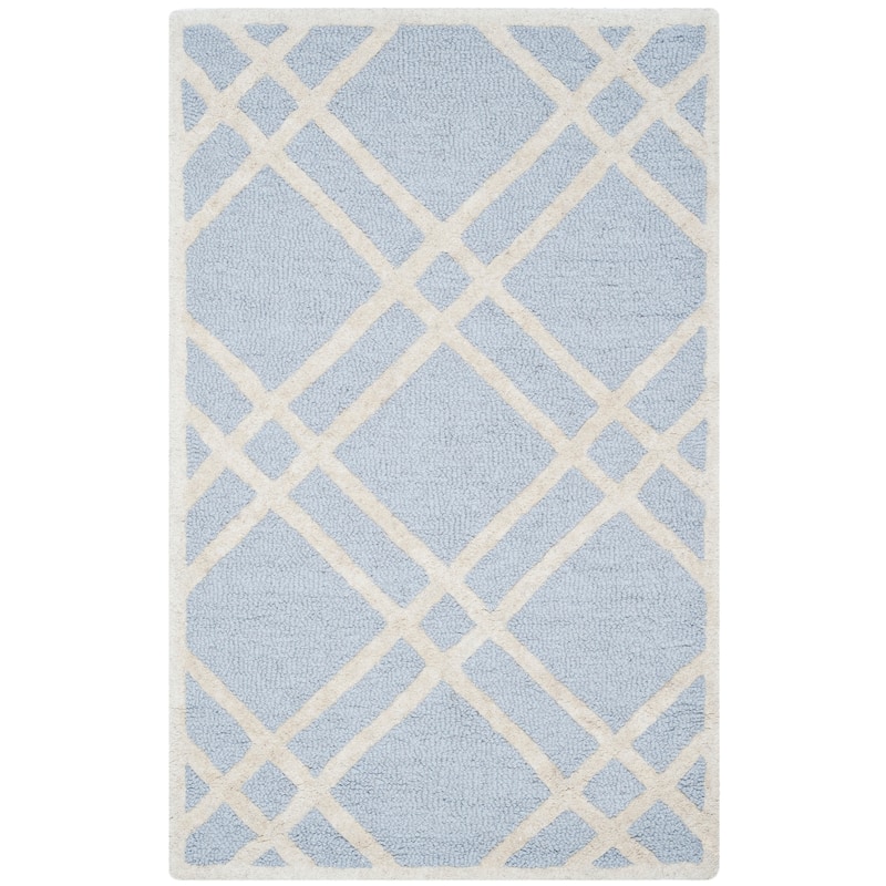 SAFAVIEH Handmade Cambridge Polona Modern Moroccan Wool Rug - 2'6" x 4' - Light Blue/Ivory