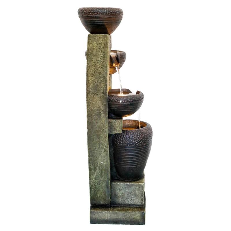 40-inch H Outdoor Water Fountain w/ LED Lights Floor-Standing Fountain