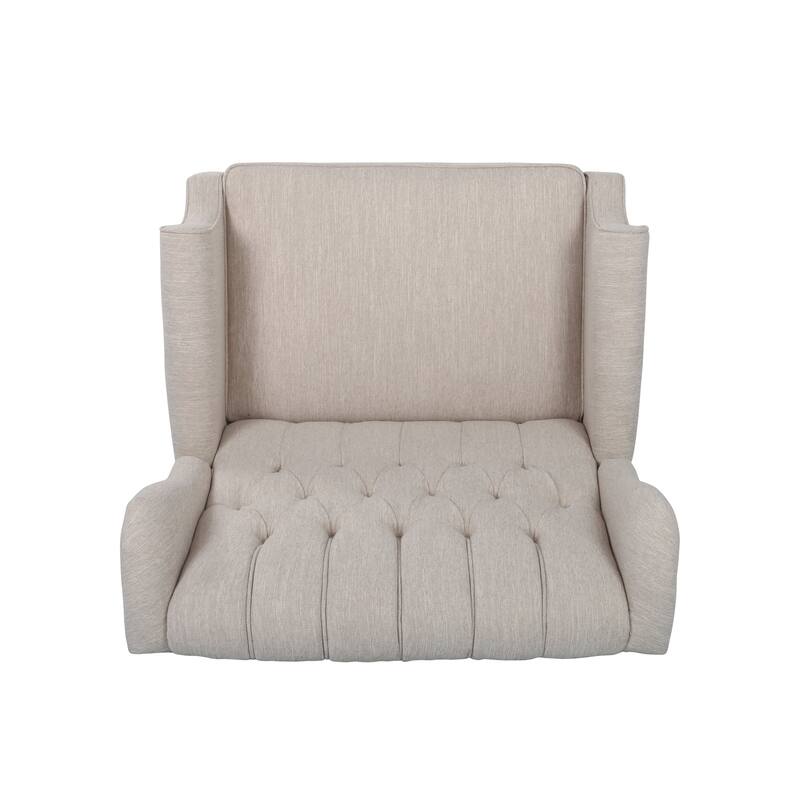 Oversized Wingback Push-Back Recliner with Footrest, Tufted Back, Nailheads