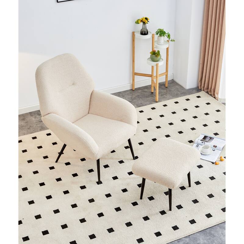 29.5" High Back Tufted Accent Chair with Ottoman