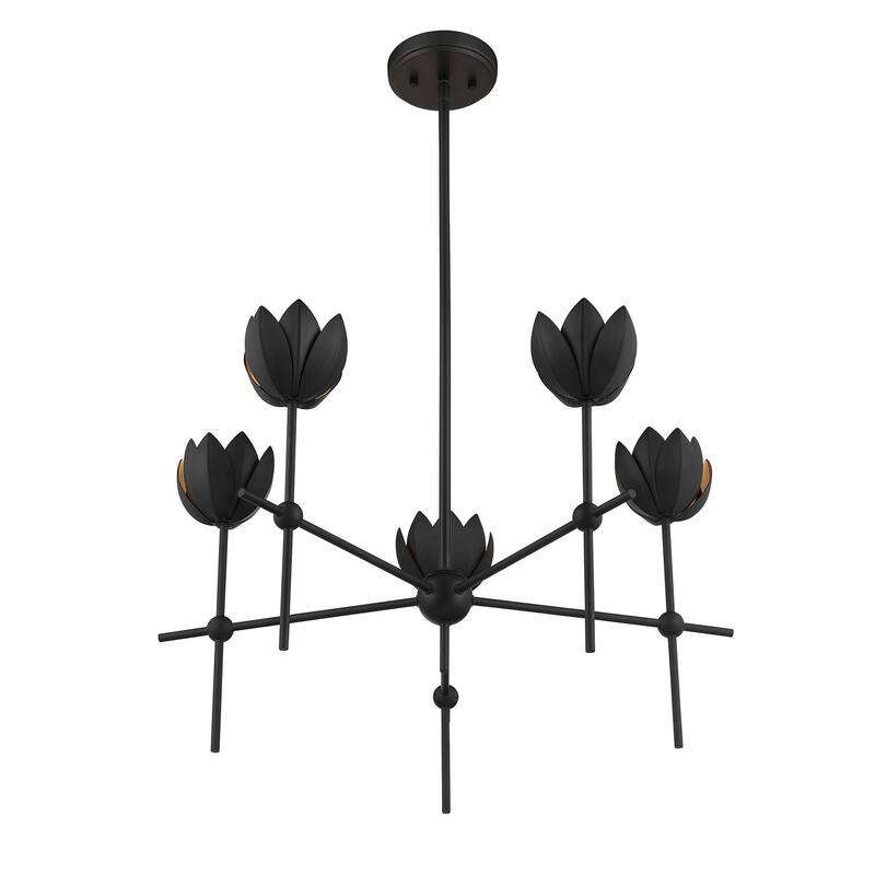Bellevue SHCH60472 5 Light 26" Wide Chandelier with Floral Shades