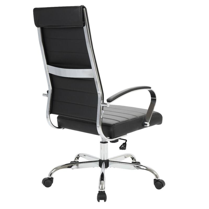 Benmar Leather Executive Office Chair with Chrome Frame, Adjustable Height, Tilt Lock, 360° Swivel, and Smooth Rolling Casters