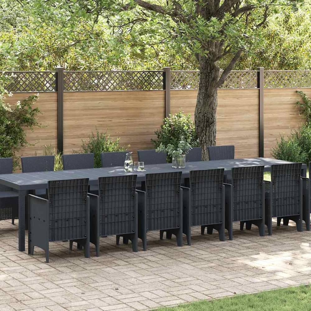 vidaXL Garden Dining Set 17 pcs Poly rattan - 157 x 39 x 29