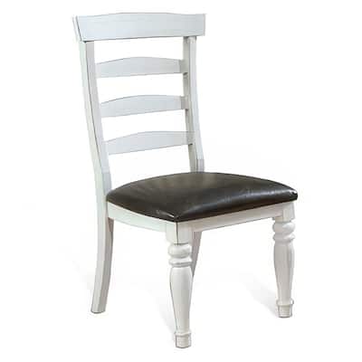 Off White/Gray Faux Leather Upholstered Wood Frame Dining Chair, Sturdy Dining Chair for Dining Rooms - 21.75