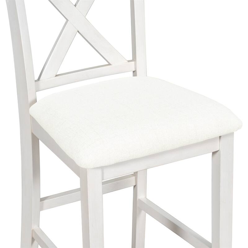 5 Pieces Counter Height Dining Room Wooden Bar Table Set with 4 Chairs