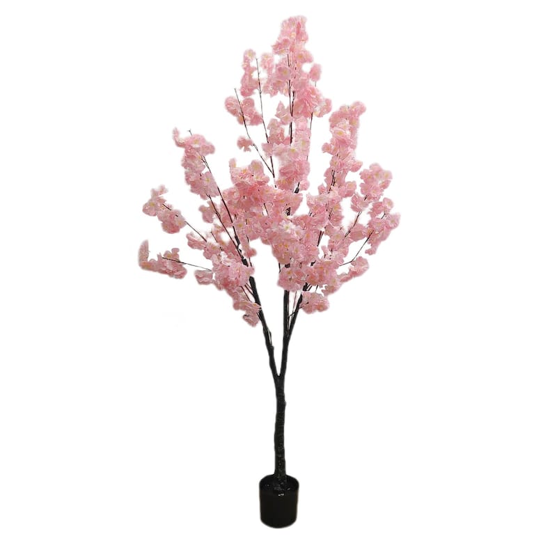 Artificial Pink Fake Flower Tree, Cherry Blossom Tree for Home Office Decor