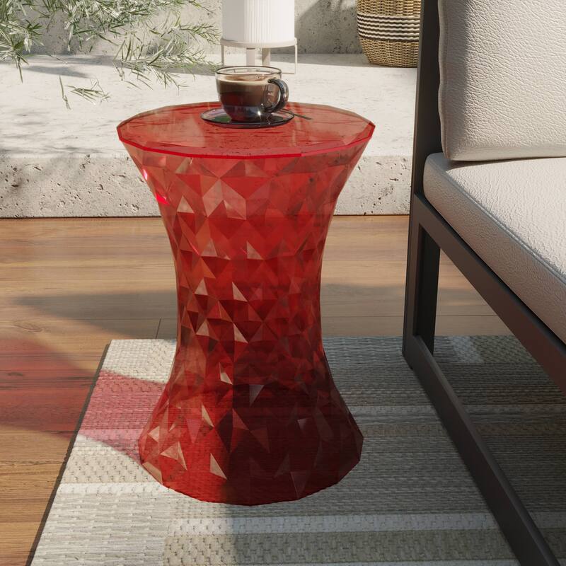 Plastic Side Table with a Diamond Pattern Design Clio Series
