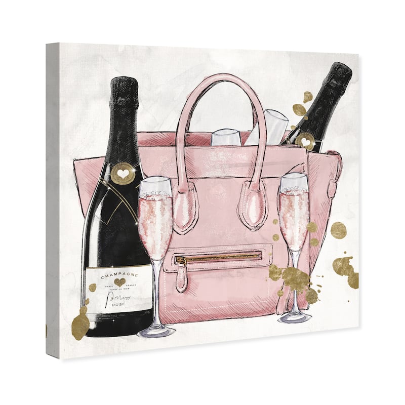 Wynwood Studio Fashion and Glam Rose All Day Shopping Bag Pink and Glam Wall Art Canvas Print