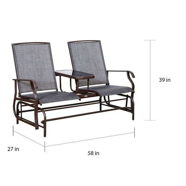 Shop Outsunny Two Person Outdoor Mesh Fabric Patio Double Glider