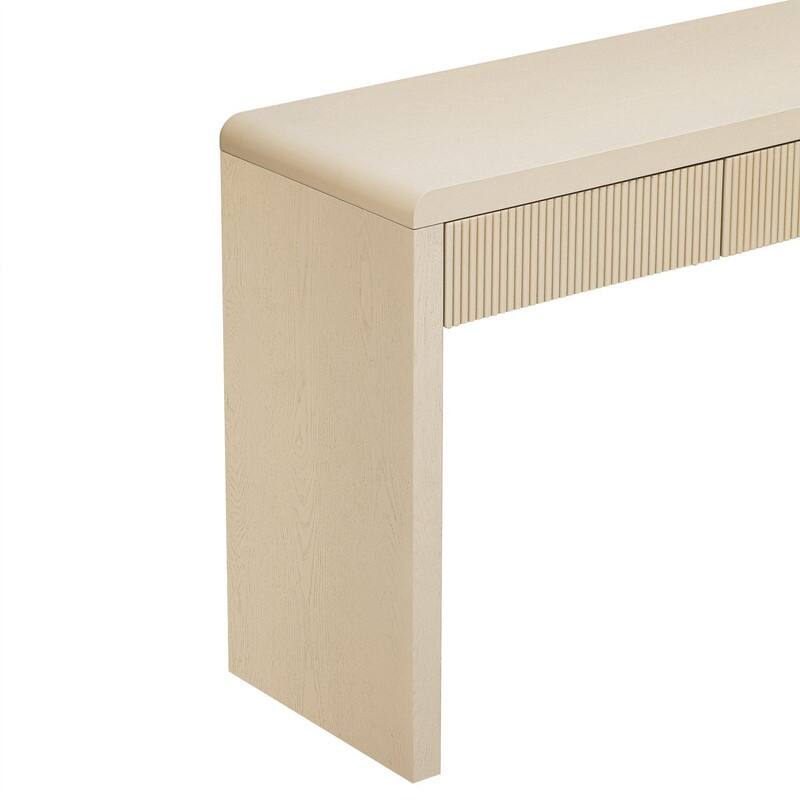 Rustic 52.9" Console Table with 3 Fluted Drawers and Solid Wood Veneer for Entryway Display and Storage