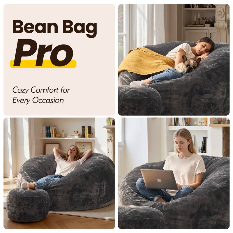 OVIOS Plush Wrapped Lounger Sofa With Ottoman