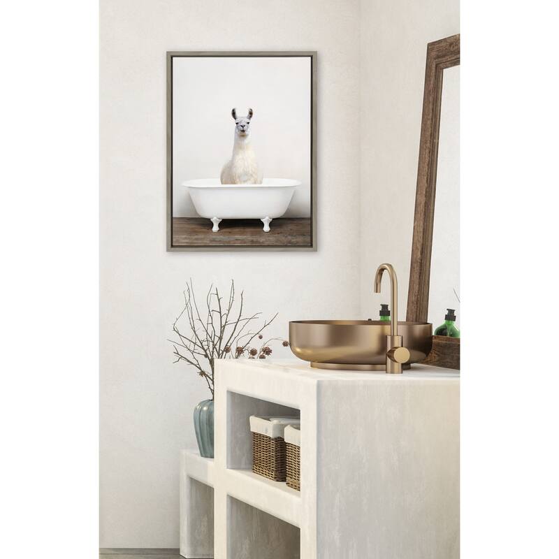 Kate and Laurel Sylvie Animal Tub Color Framed Canvas by Amy Peterson