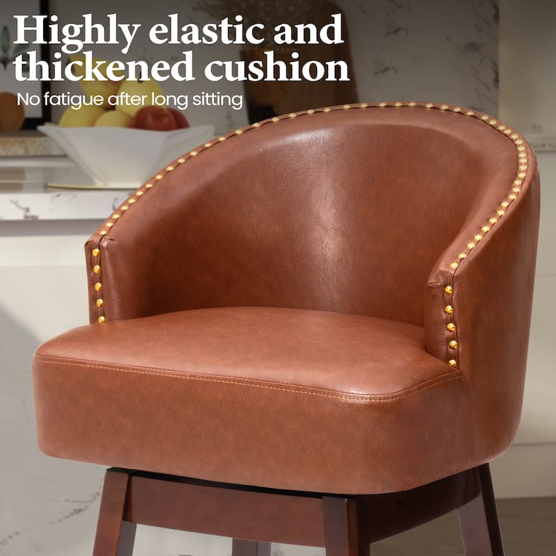 Pellebant 26.4''/31.9"H Height Solid Wood Swivel Indoor Bar Stools