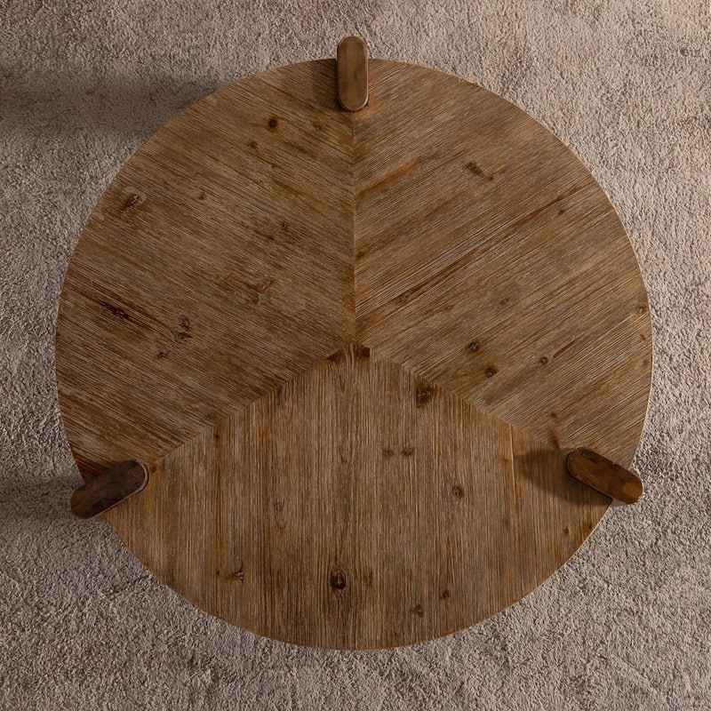 Rustic Round Coffee Table - Wood Look, Easy Assembly, Space-Saving