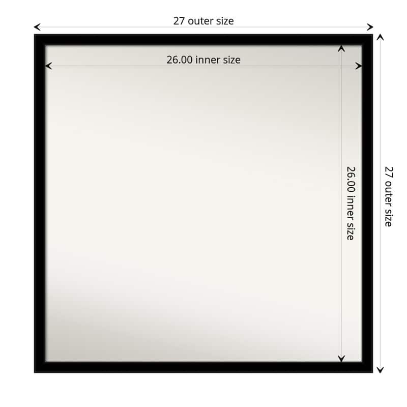 Non-Beveled Bathroom Wall Mirror - Jet Black Frame - 27 x 27 in - Jet Black