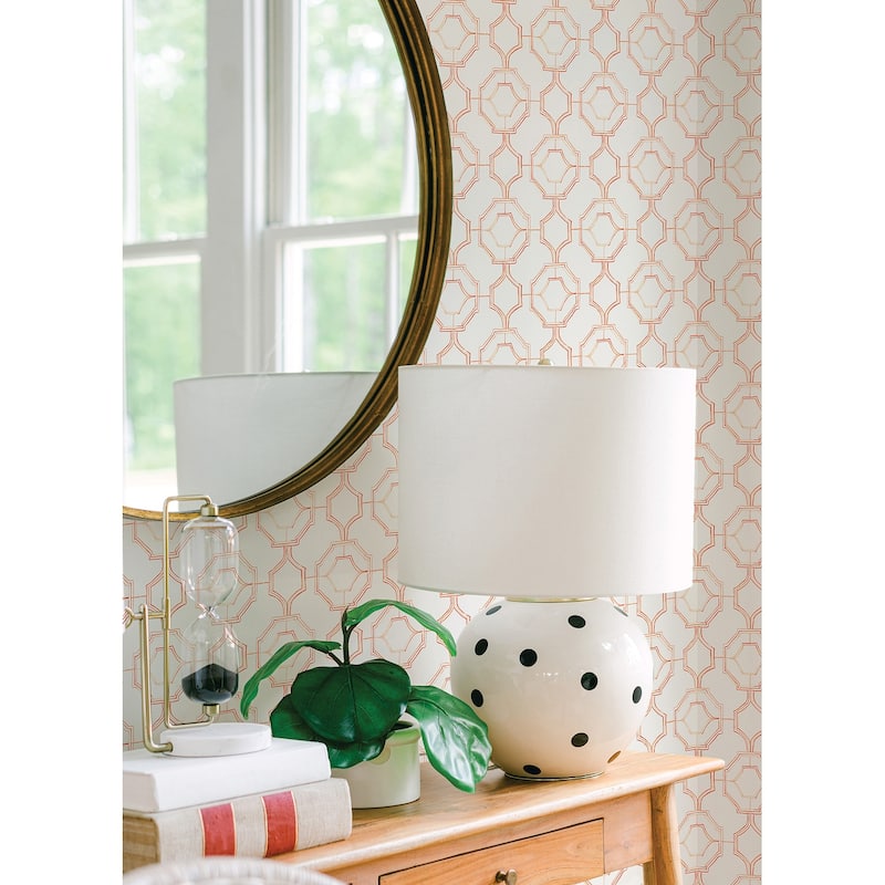 A-Street Prints Gallina Orange Trellis Wallpaper