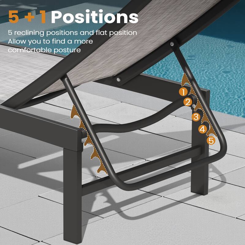 Outdoor Patio Adjustable Chaise Lounge Chairs