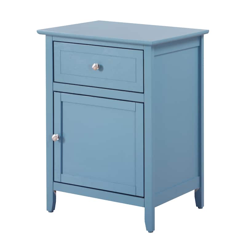 Modern 19-in Metal Hand Holder Single-Drawer Wood Nightstand with Cabinet