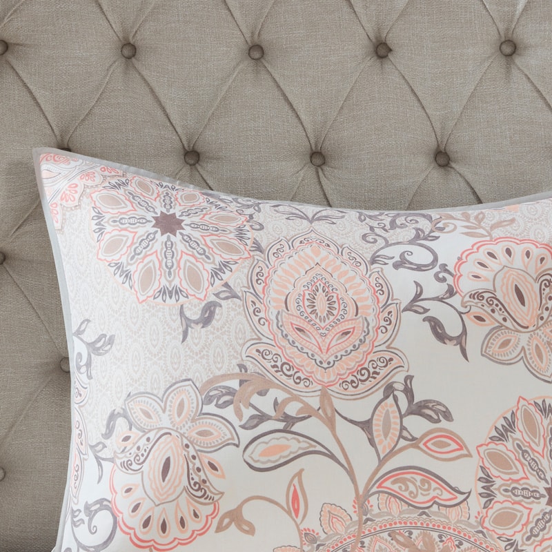 Madison Park Loleta 8 Piece Cotton Floral Printed Reversible Comforter Set