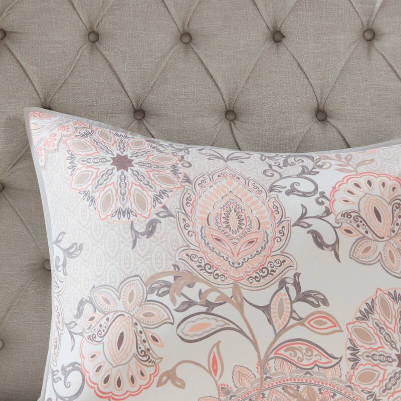 Madison Park Loleta 8 Piece Cotton Floral Printed Reversible Comforter Set