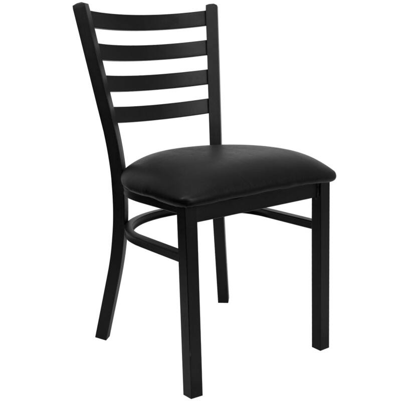 2 Pack Ladder Back Metal Restaurant Chair - 16.5"W x 17"D x 32.25"H - 16.5"W x 17"D x 32.25"H