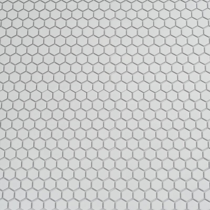 Apollo tile 10" x 12" Cirkel Hex Matte White Porcelain Tile (8.36 sq ft/case) - 10 Pack