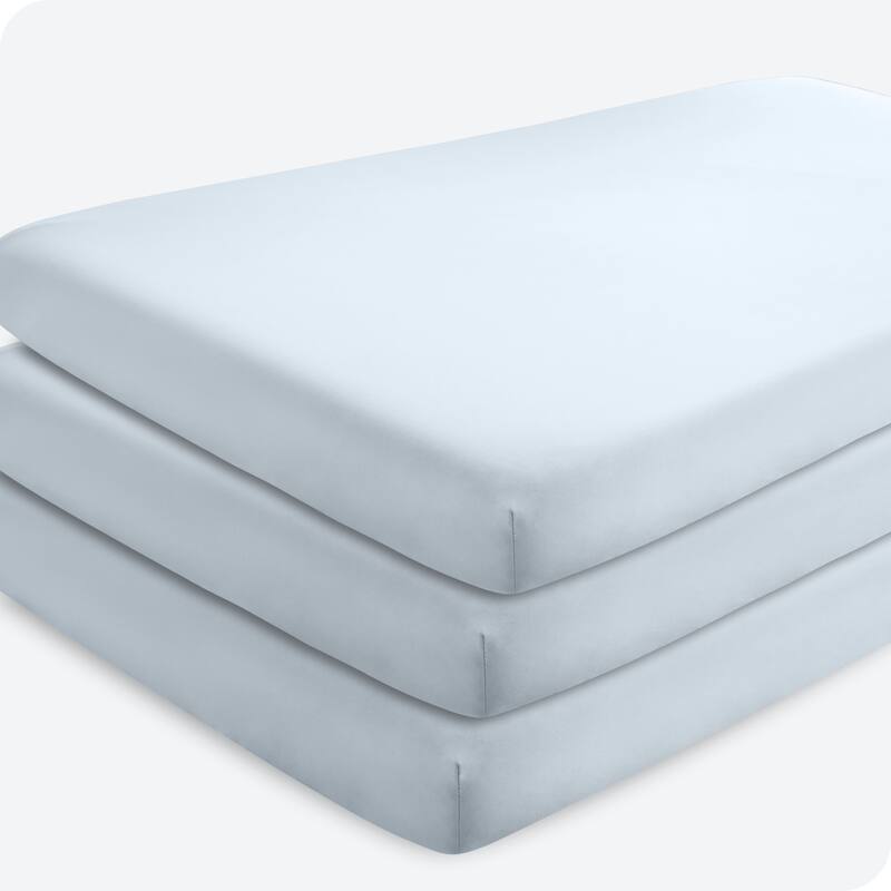 Bare Home Solid Ultra-Soft Crib Fitted Sheet - Crib - 3 Pack - Sky Blue