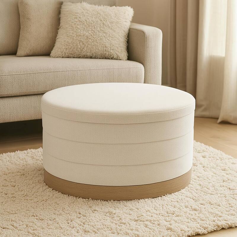 Modern Linen Storage Ottoman with Hidden Storage and Tray Top