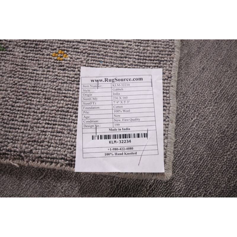 Gabbeh Indian Area Rug Hand-Knotted Tribal Wool Carpet - 5'3"x 7'9"