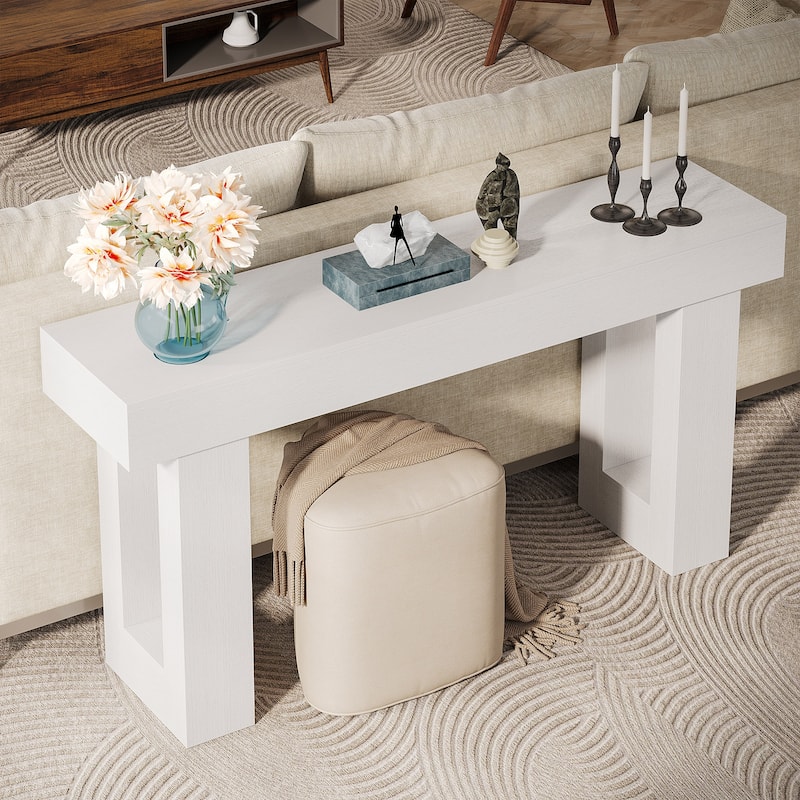 Farmhouse Console Table, 63-Inch Long Narrow Sofa Table Behind The Couch