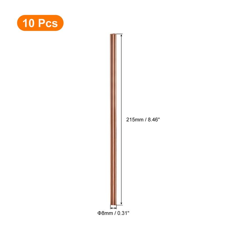 8.5" Heart Shape Stainless Steel Straws Reusable Metal Straw - Rose Gold - 10Pcs
