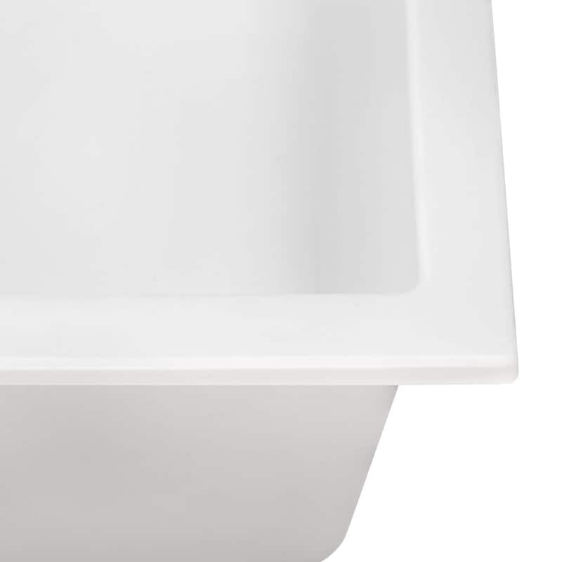Ruvati 33-inch Drop-in Topmount Workstation Granite Composite Quartz Kitchen Sink - Arctic White - RVG1303WH