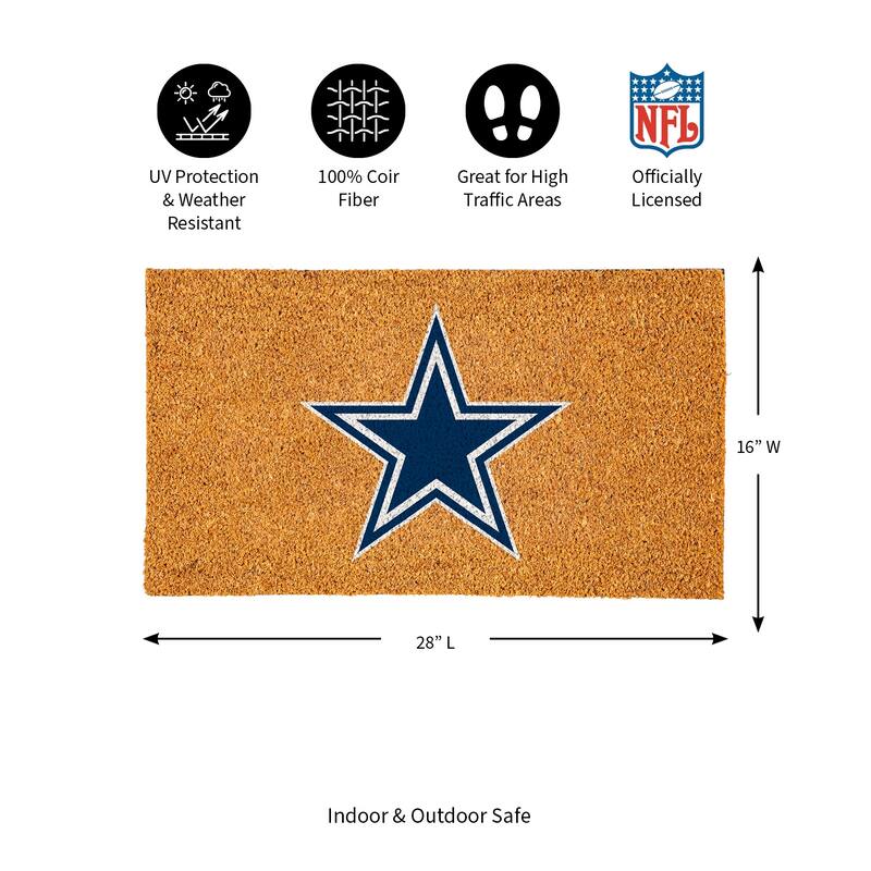 Coir Door Mat, 16"x 28", Dallas Cowboys - 28" x 16"