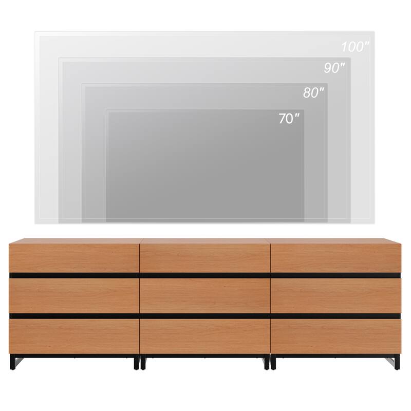 WAMPAT Modern TV Stand with Drawers and Metal Base