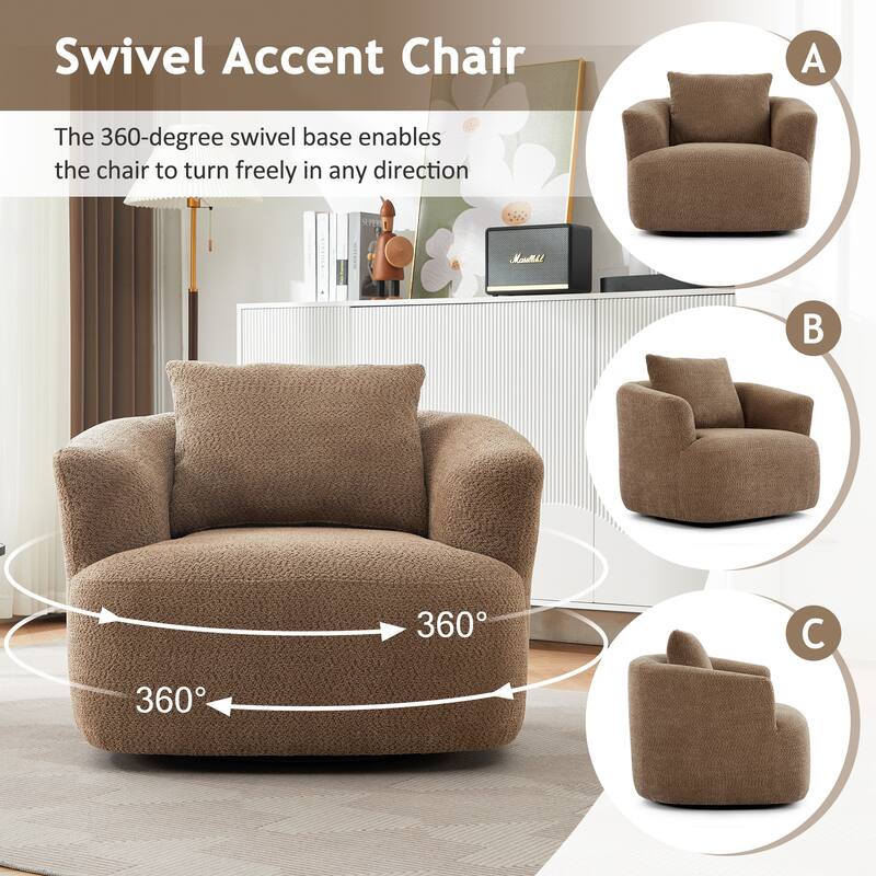 Swivel Chair with Throw Pillow & Spring Seat
