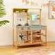 preview thumbnail 2 of 7, Costway Wooden Play Kitchen Set, Outdoor Kid's Mud Kitchen with Faucet - See Details